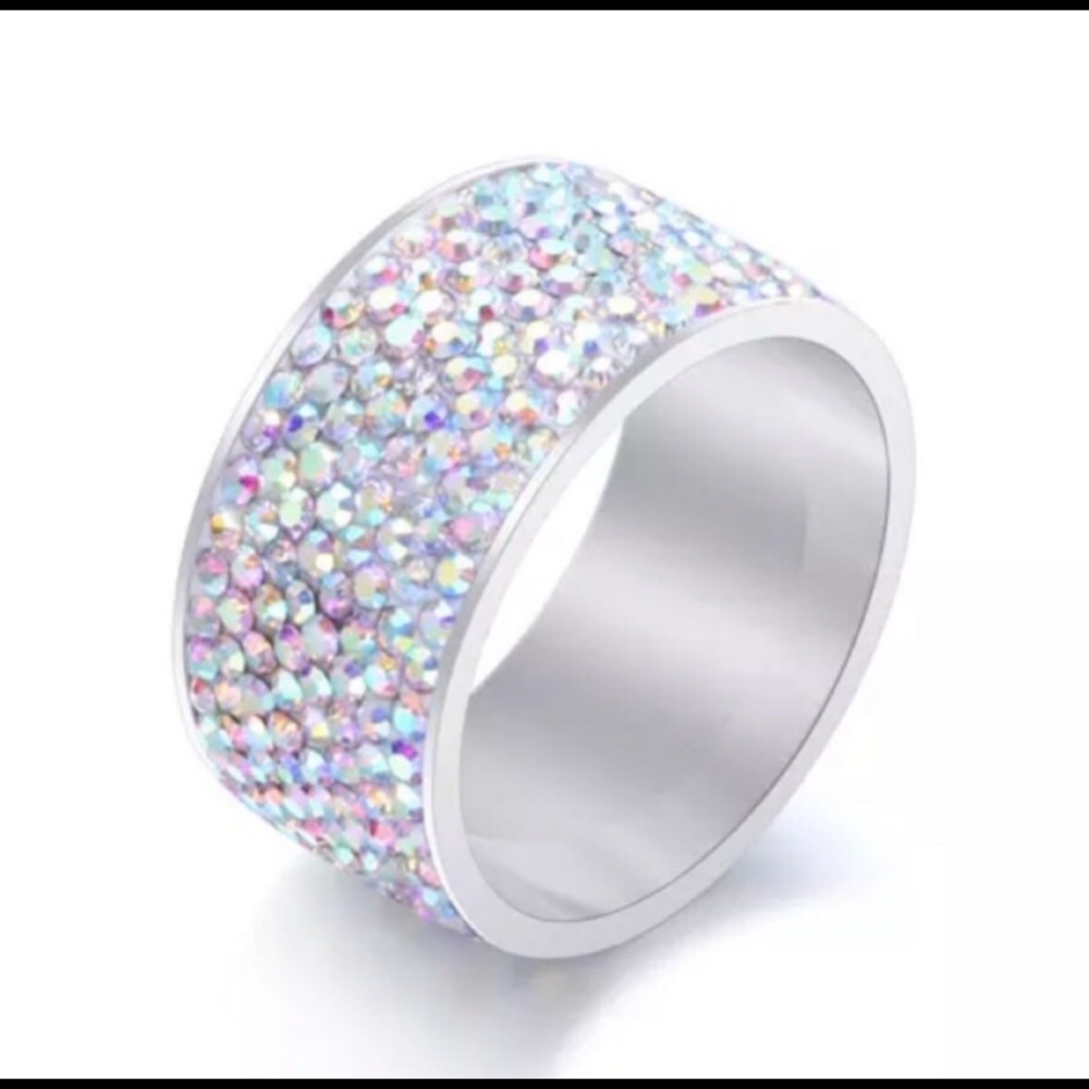 Ring with AB Swarovski crystals size 7